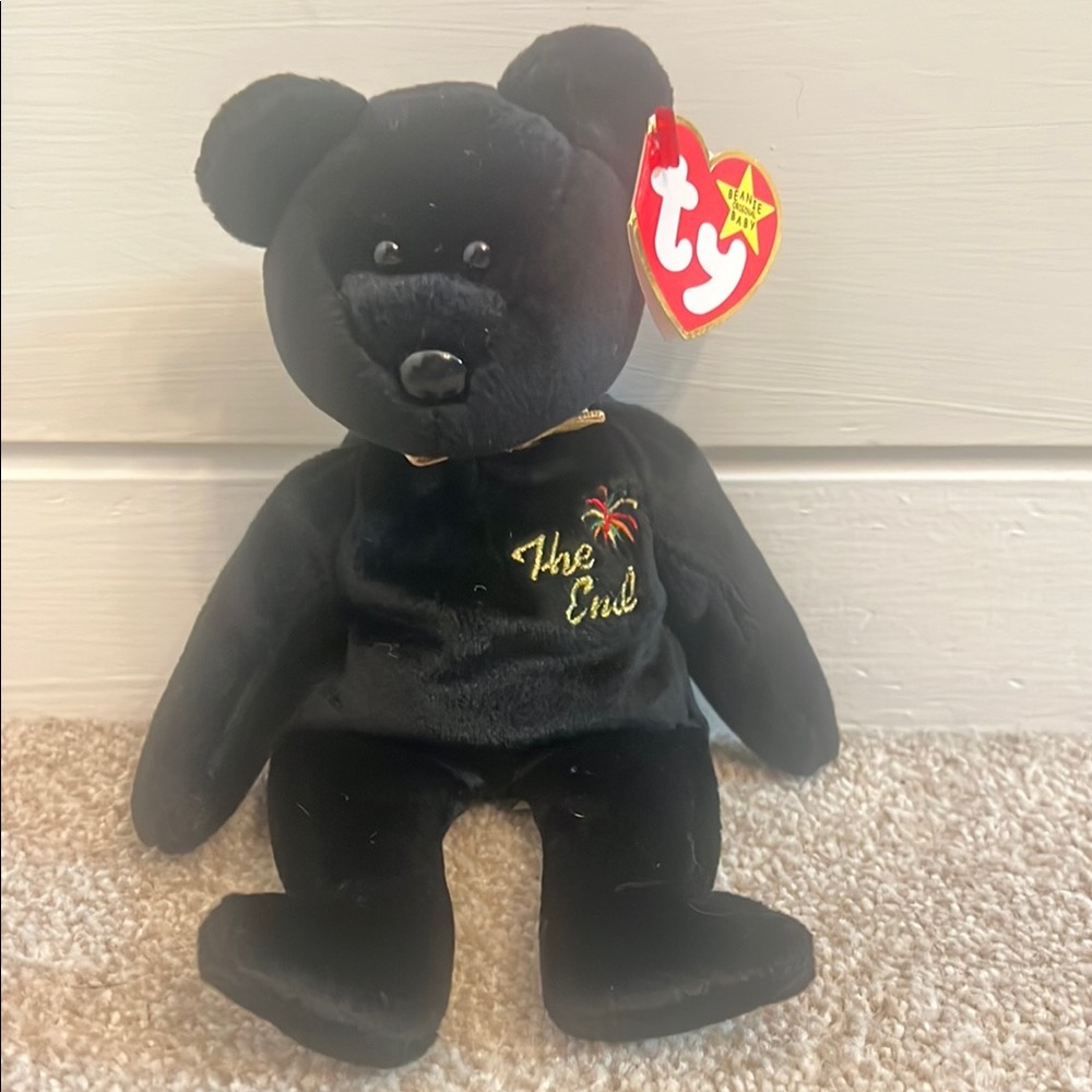 Ty The End Black Plush Bear